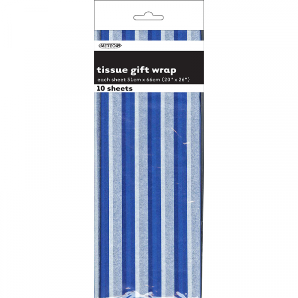 Stripes Royal Blue Tissue Sheet Gift Wrap 10PK