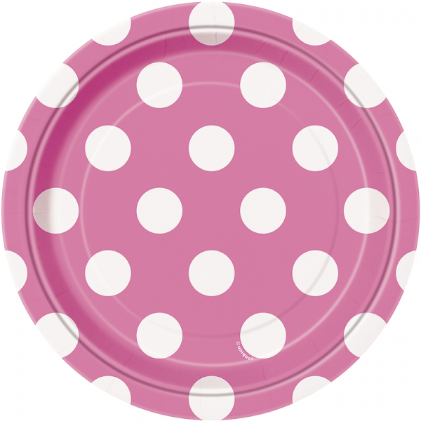 Polka Dots 17cm Plates Hot Pink 8PK