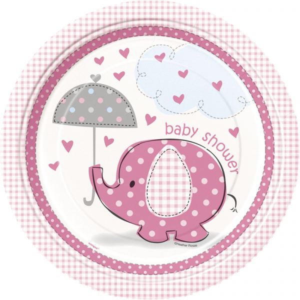 Umbrellaphants Pink 23cm Plates 8PK