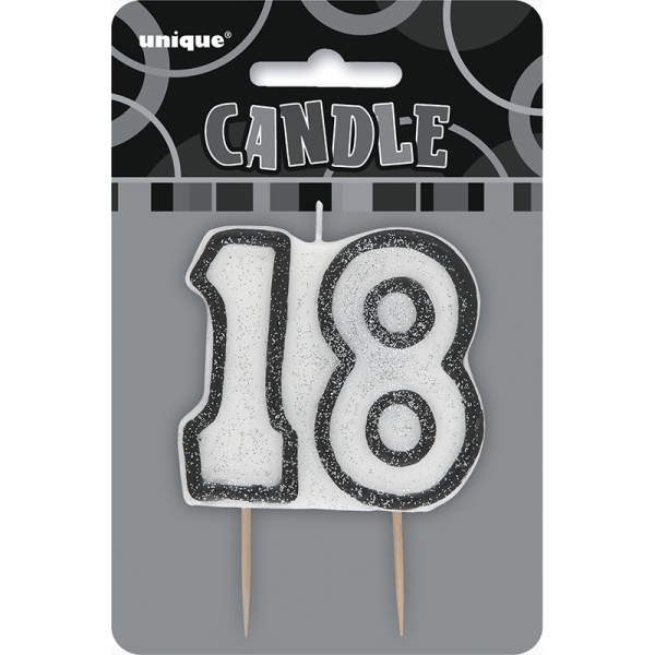 Glitz Birthday Black Numeral Candle 18th