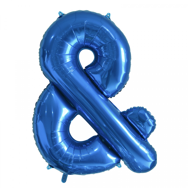 86cm 34 Inch Gaint Foil Balloon Royal Blue "&" Ampersand Sign Inflated with Helium
