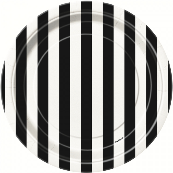Stripes Black 18cm Plate 8PK