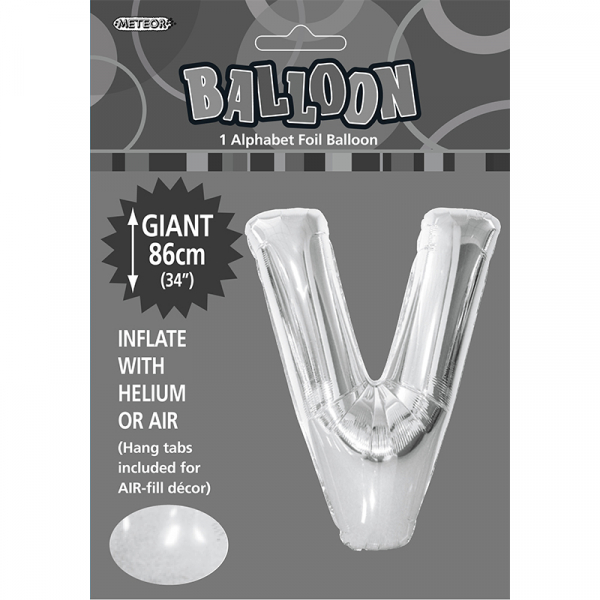 86cm 34 Inch Gaint Alphabet Foil Balloon Silver V