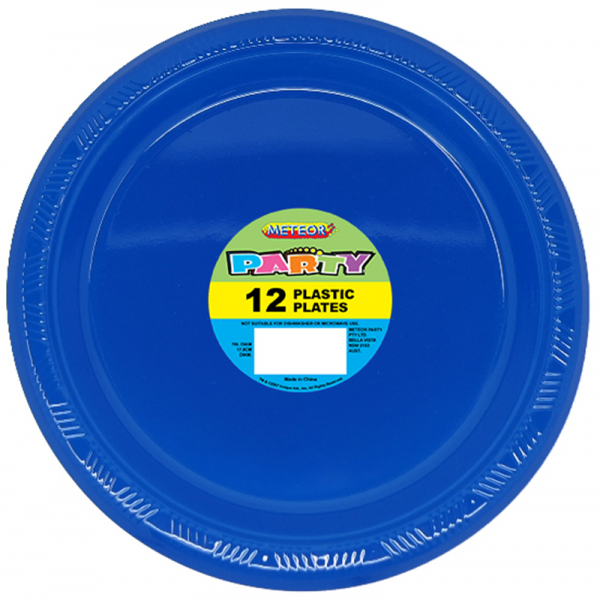 Plastic Around Plates 18cm Royal Blue 12PK