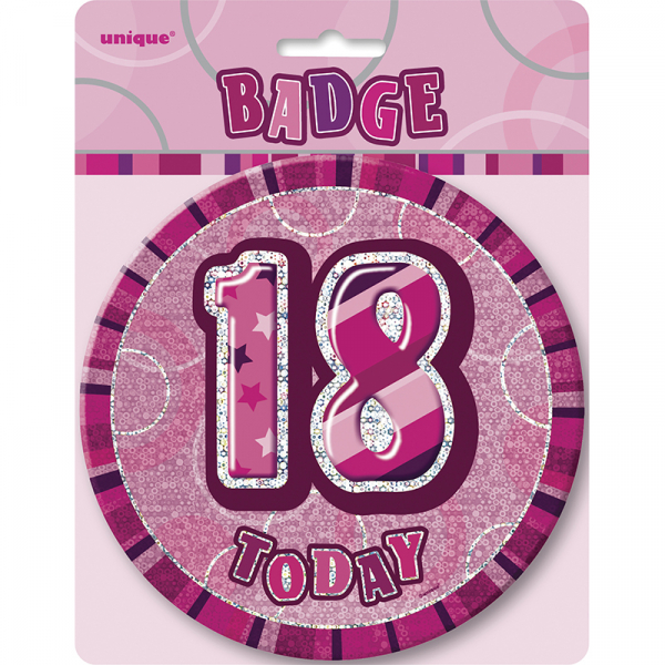 Glitz Birthday Pink Badge 18th