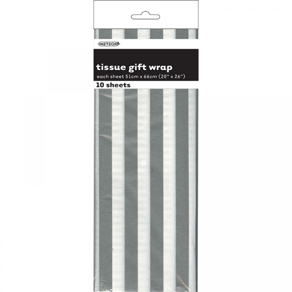 Stripes Silver Tissue Sheet Gift Wrap 10PK