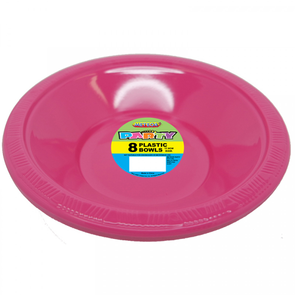 Plastic Bowls 18cm Pink 8PK