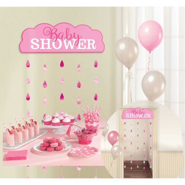 Baby Shower Pink Door Curtain