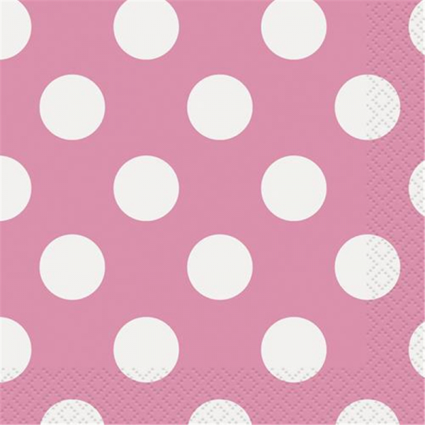 Polka Dots Beverage Napkins Hot Pink 16PK