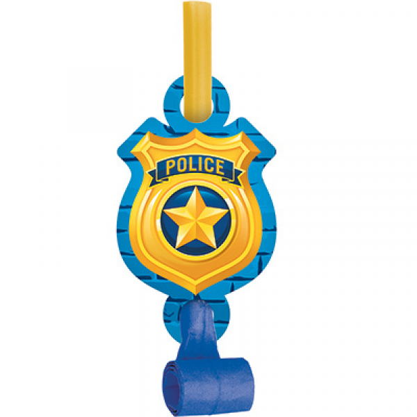 Police Party Blowouts With Medallions 8PK