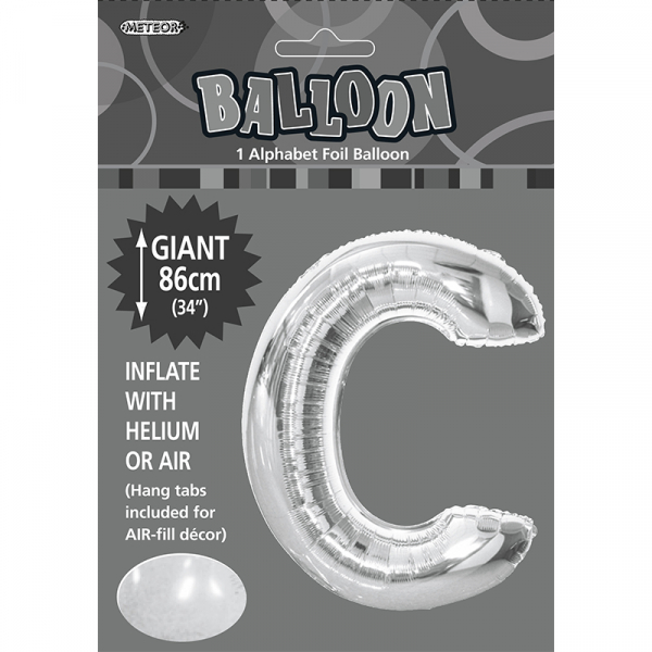 86cm 34 Inch Gaint Alphabet Foil Balloon Silver C