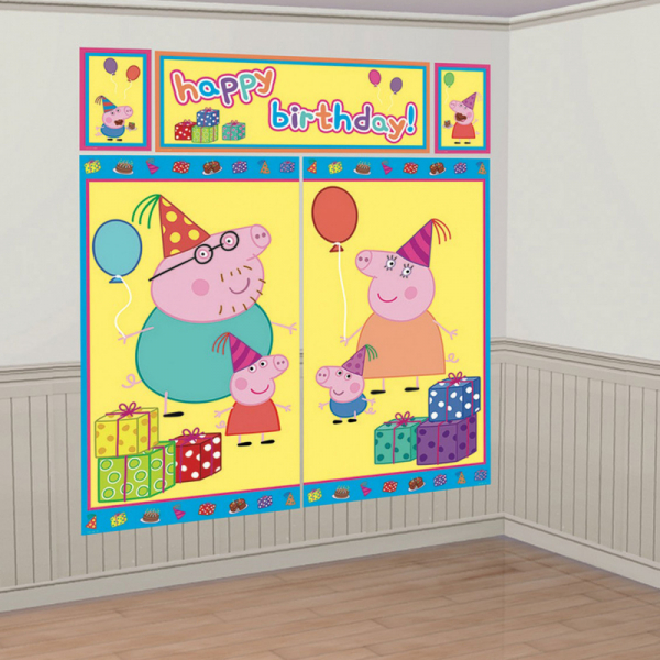 Peppa Pig Scene Setter Wall Decorations Kit Plastic 5PK