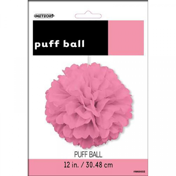 Hanging Puff Ball Decoration 30cm Hot Pink