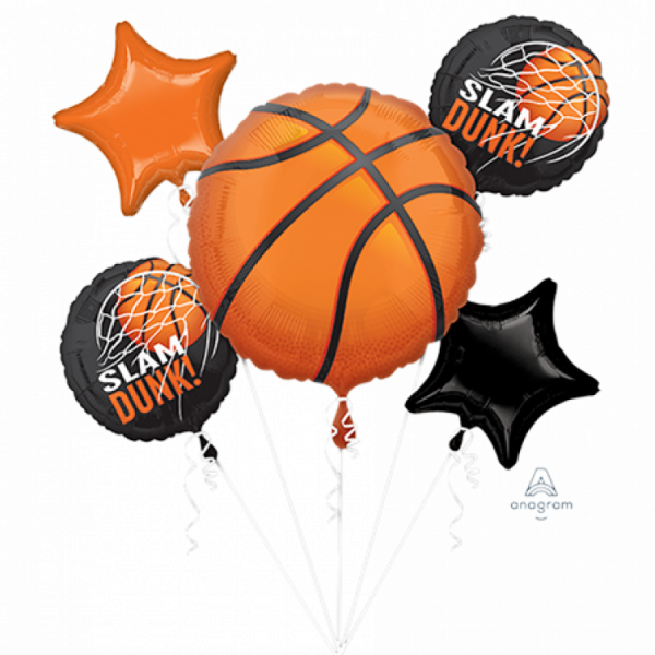 Basketball Fan Foil Balloon Bouquet 5PK