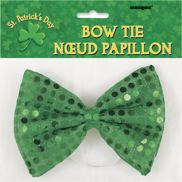 St Patrick's Day Green Sequin Bow Tie