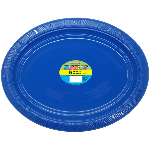 Oval Plastic Plates Royal Blue 5PK