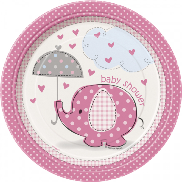Umbrellaphants Pink 18cm Plates 8PK