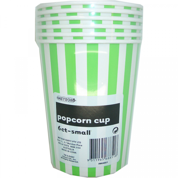 Stripes Green Popcorn Cups Small 6PK