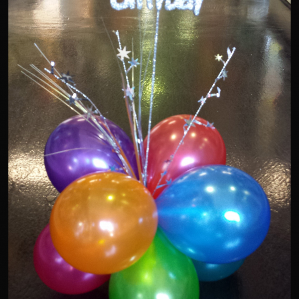 Table Spangle Air Filled Plain Colour Balloon with Happly Birthday
