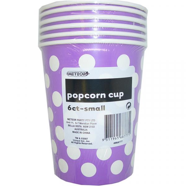 Polka Dots Popcorn Cups Small Pretty Purple 6PK
