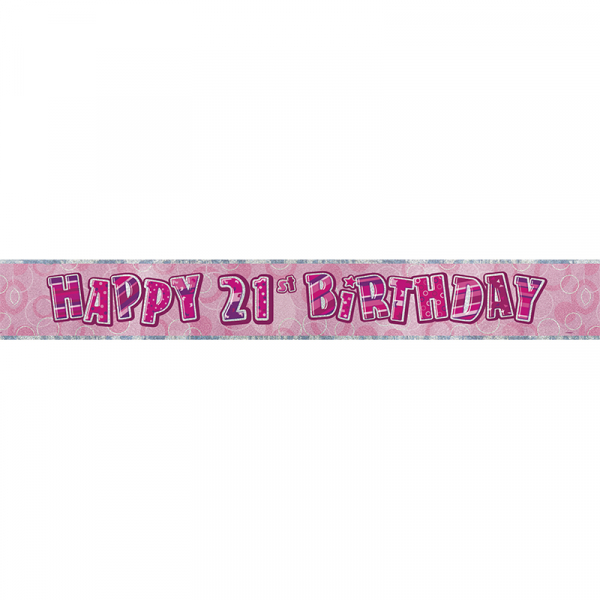 Glitz Birthday Pink Foil Banner 21st