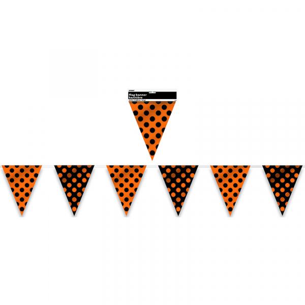 Polka Dots Bunting Flag Banner Orange & Midnight Black 12PK