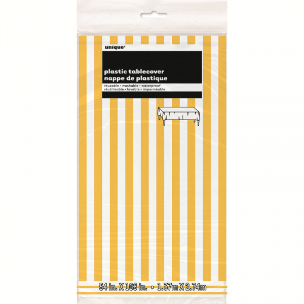 Stripes Yellow Plastic Tablecover