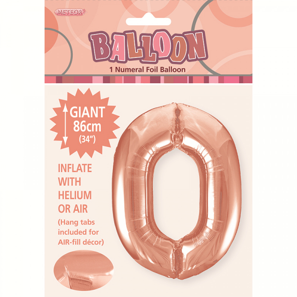 86cm 34 Inch Gaint Number Foil Balloon Rose Gold 0