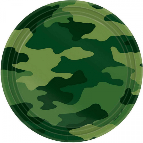 Camouflage 17cm Round Plates 8PK
