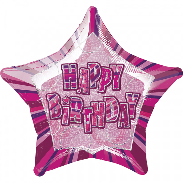 Glitz Birthday Pink Star Foil Balloon