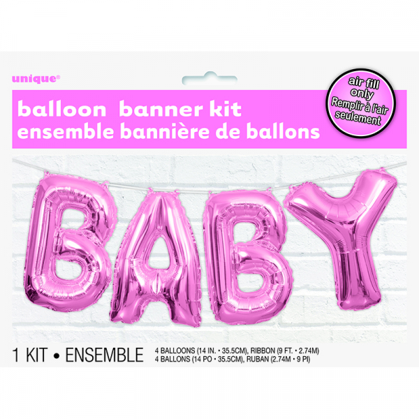 Pink Baby 14" Letter Foil Balloon Kit 4PK