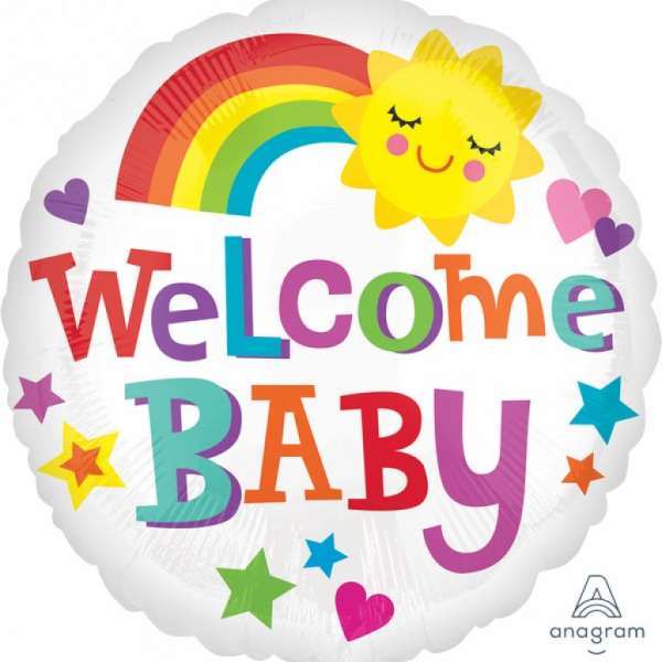 45cm Standard Foil Balloon Welcome Baby Bright & Bold