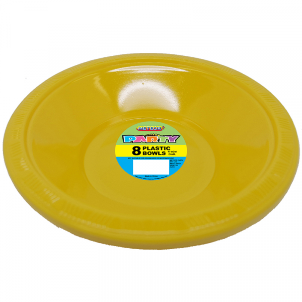 Plastic Bowls 18cm Yellow 8PK