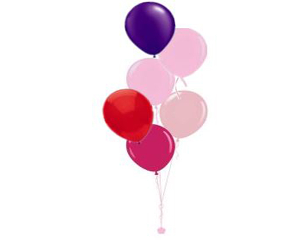 Plain Colour Helium Balloon Bouquests 6 Balloons