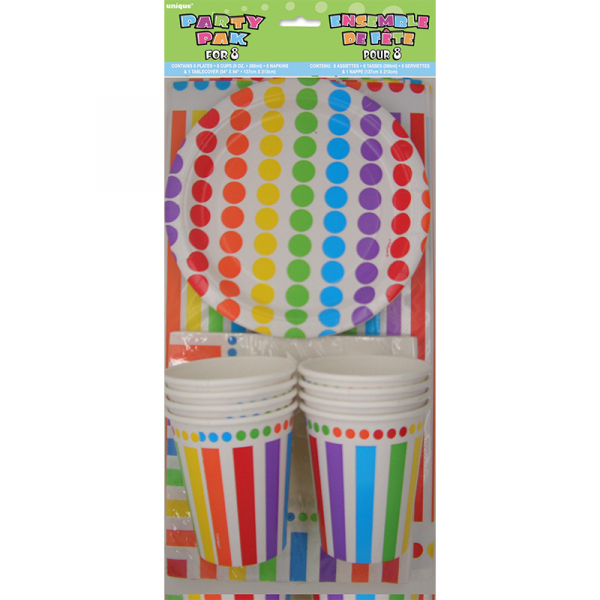 Rainbow Birthday Party Pack for Napkin Plates Tablecover Cup 25PK
