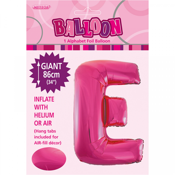 86cm 34 Inch Gaint Alphabet Foil Balloon Dark Pink E