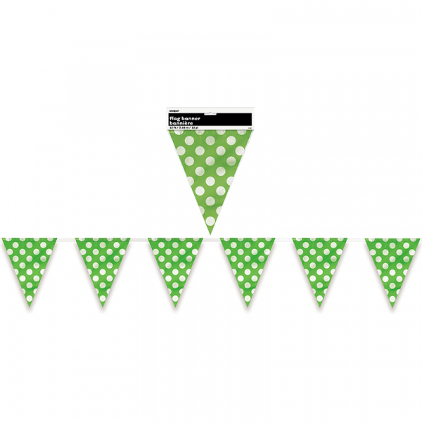 Polka Dots Flag Banner Lime Green 12PK
