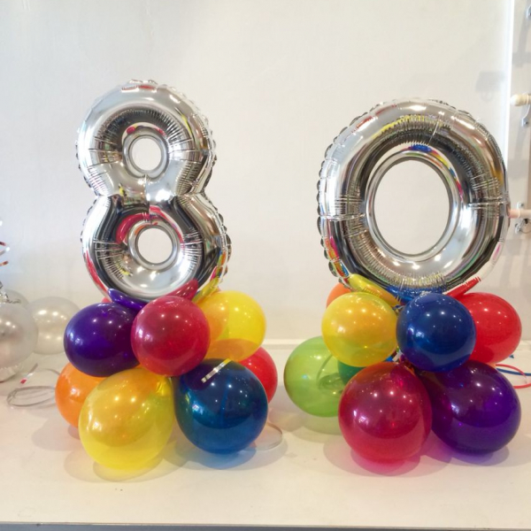 Table Posie Air Filled Plain Colour Balloon with Small Number Foil Balloon