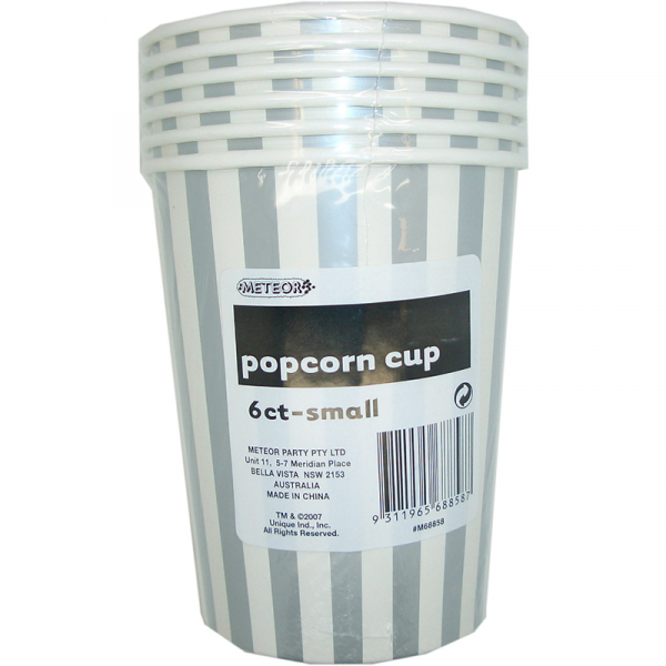 Stripes Silver Popcorn Cups Small 6PK