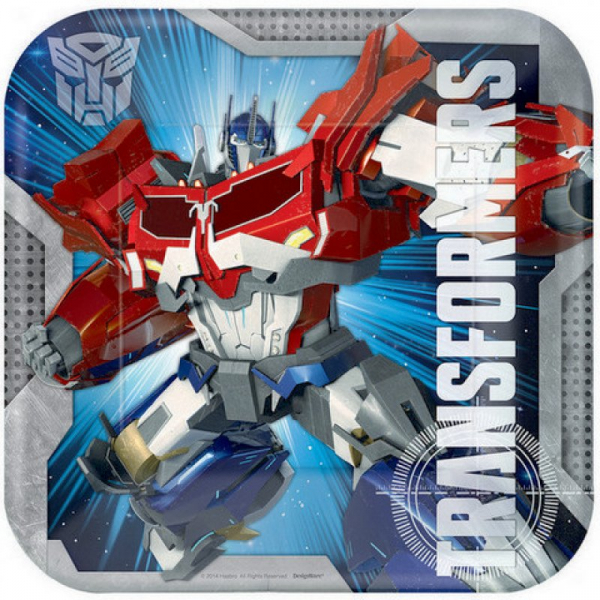 Transformers Core 23cm Square Plates 8PK