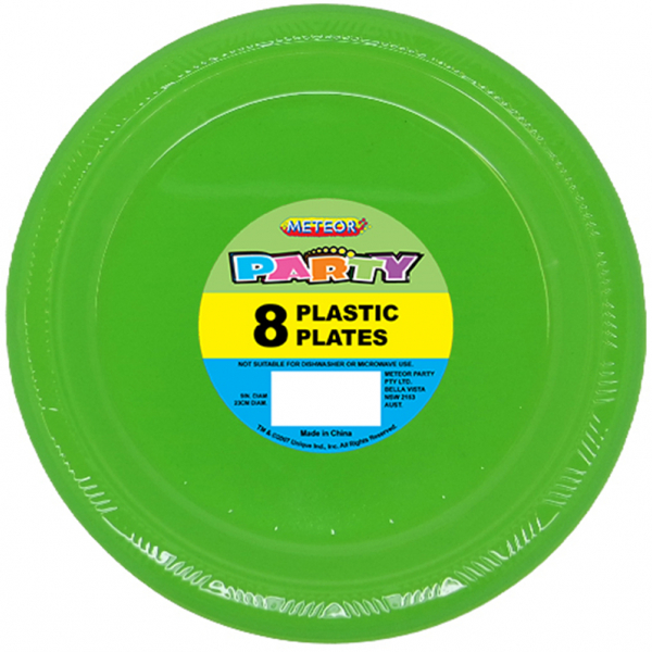 Plastic Around Plates 23cm Lime Green 8PK