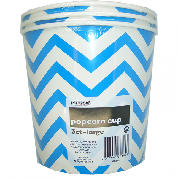Chevron Popcorn Cups Large Royal Blue 3PK