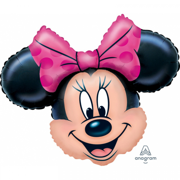 Supershape Minnie Mouse Head Foil Balloon Inflated with Helium