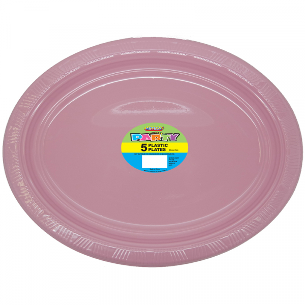 Oval Plastic Plates Pastel Pink 5PK