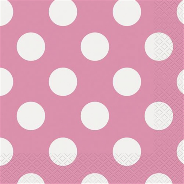 Polka Dots Luncheon Napkins Hot Pink 16PK