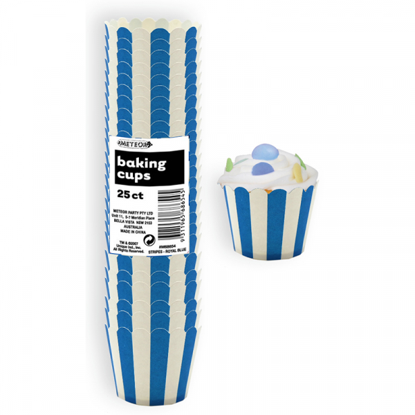 Stripes Royal Blue Baking Cups 25PK