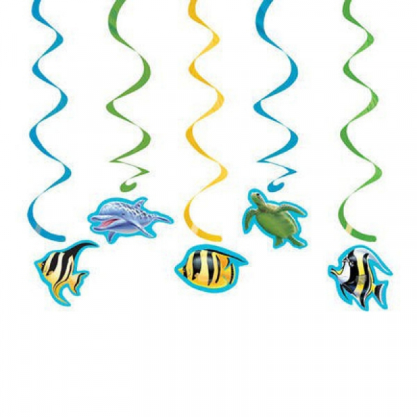 Ocean Party Dizzy Danglers Hanging Swirls 5PK
