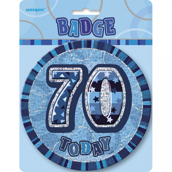 Glitz Birthday Blue Badge 70th