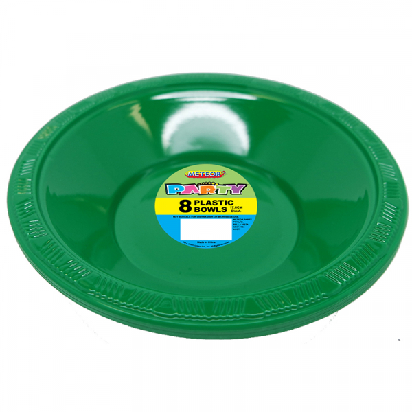 Plastic Bowls 18cm Dark Green 8PK