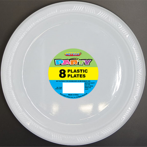 Plastic Around Plates 23cm White 8PK